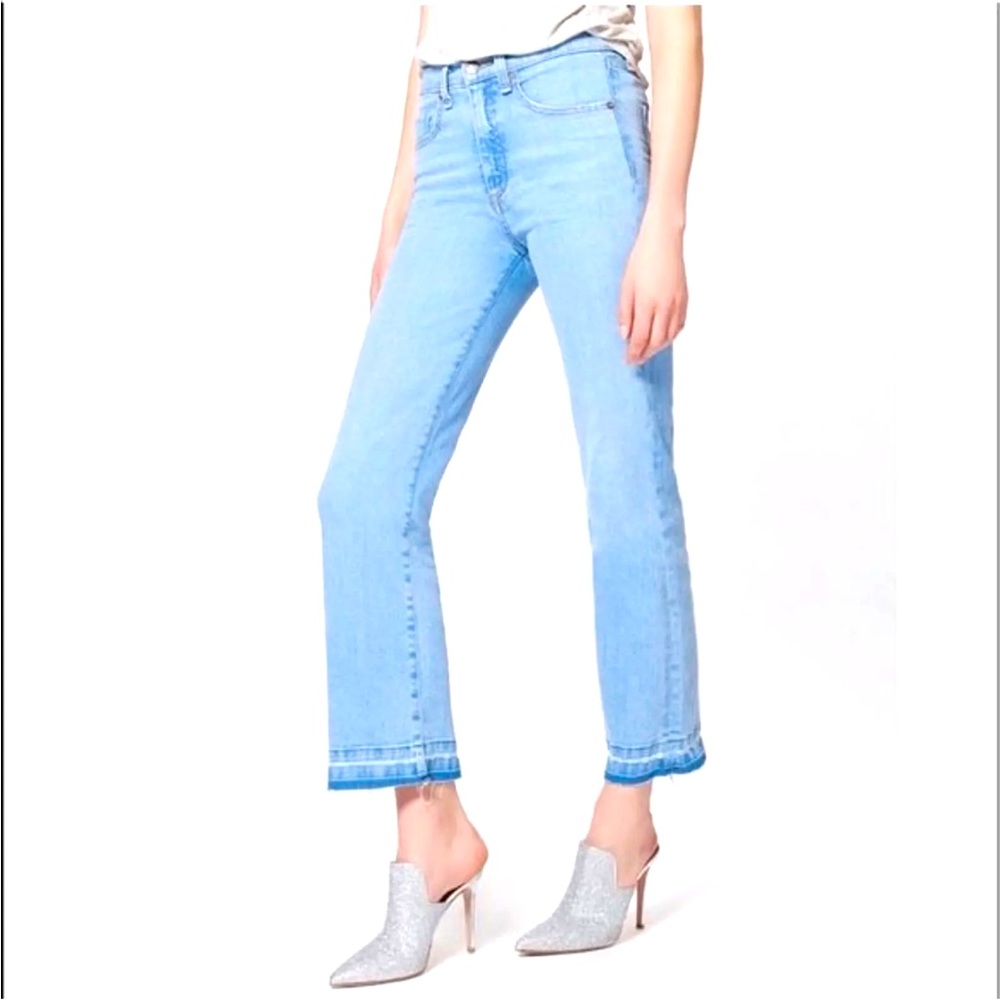 Veronica Beard Jackie 10" High Rise Straight Jeans Raw Hem Size 25